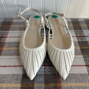 Nine West White Flats with Strap Detail
